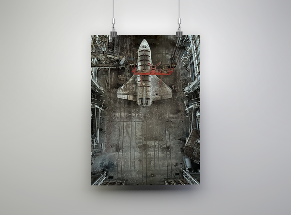 Poster 🚀 Les vaisseaux BURAN laissés à l'abandon dans le cosmodrome de Baïkonour - Edition limitée, numérotée et signée - Papier Glacé Supérieur 210 g/m²