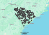 South Carolina urbex map showing 480+ lost places from Charleston to the Lowcountry on Google Maps