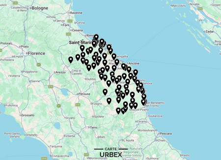 Mappa Urbex Marche con 70 spot di luoghi abbandonati tra Ancona, Pesaro, Macerata, Ascoli Piceno, Fermo e Urbino